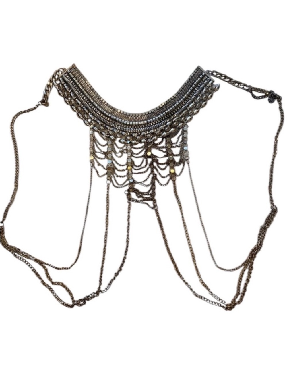 Boho Festival Body Chain in Antique Silver